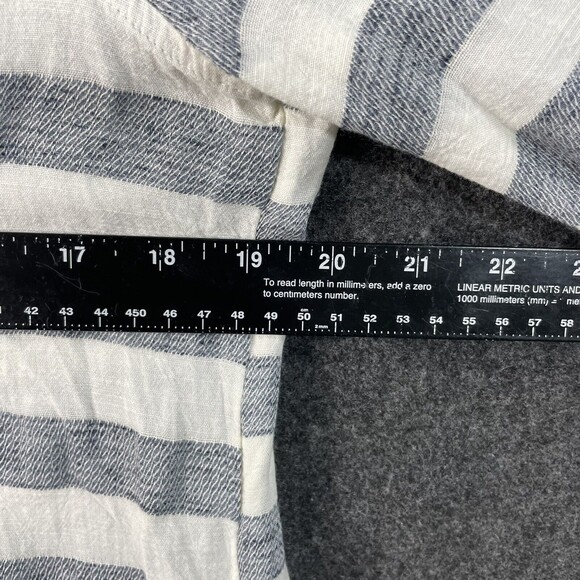 Lucky Brand Blouse Women's Medium Gray Cream Striped Peplum Long Sleeve - Picture 5 of 9